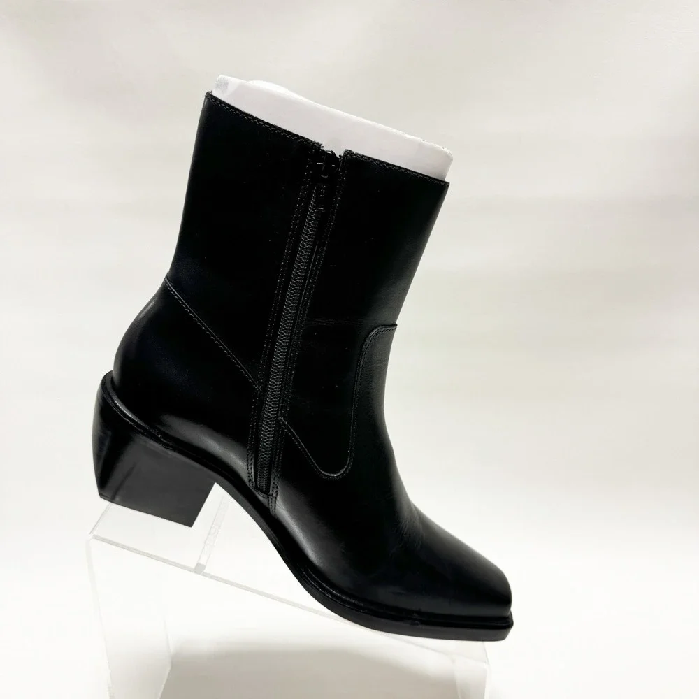 Matisse Ezra Womens Black Leather Square Toe Block Heel Boots Size 8 M